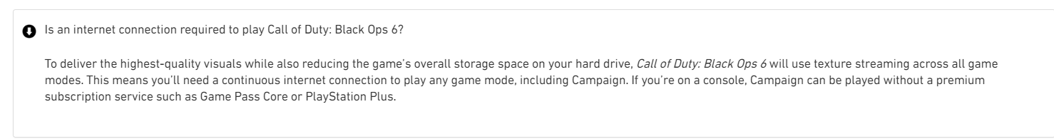 Для одиночной кампании Black Ops 6 требуется подключение к Интернету; Разделенный экран доступен только для текущего поколения