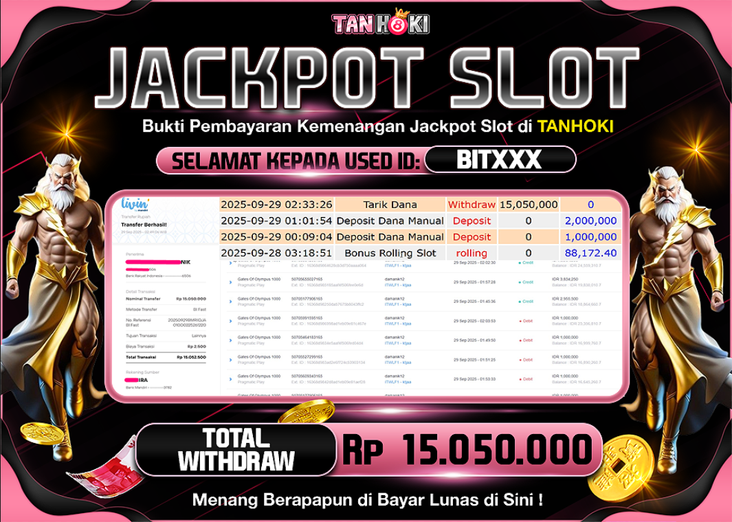 TANHOKI JACKPOT SLOT GATES OF OLYMPUS 1000 Rp.15.050.000,- LUNAS