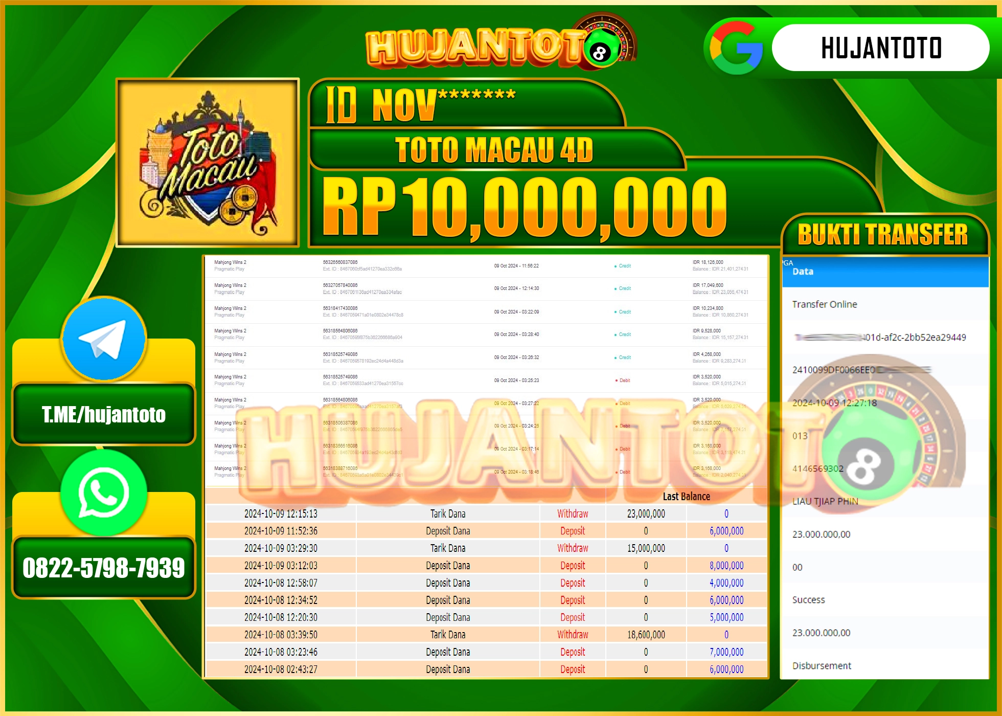 HUJANTOTO MENANG DI TOGEL TOTOMACAU4D 10,000,000- LUNAS 