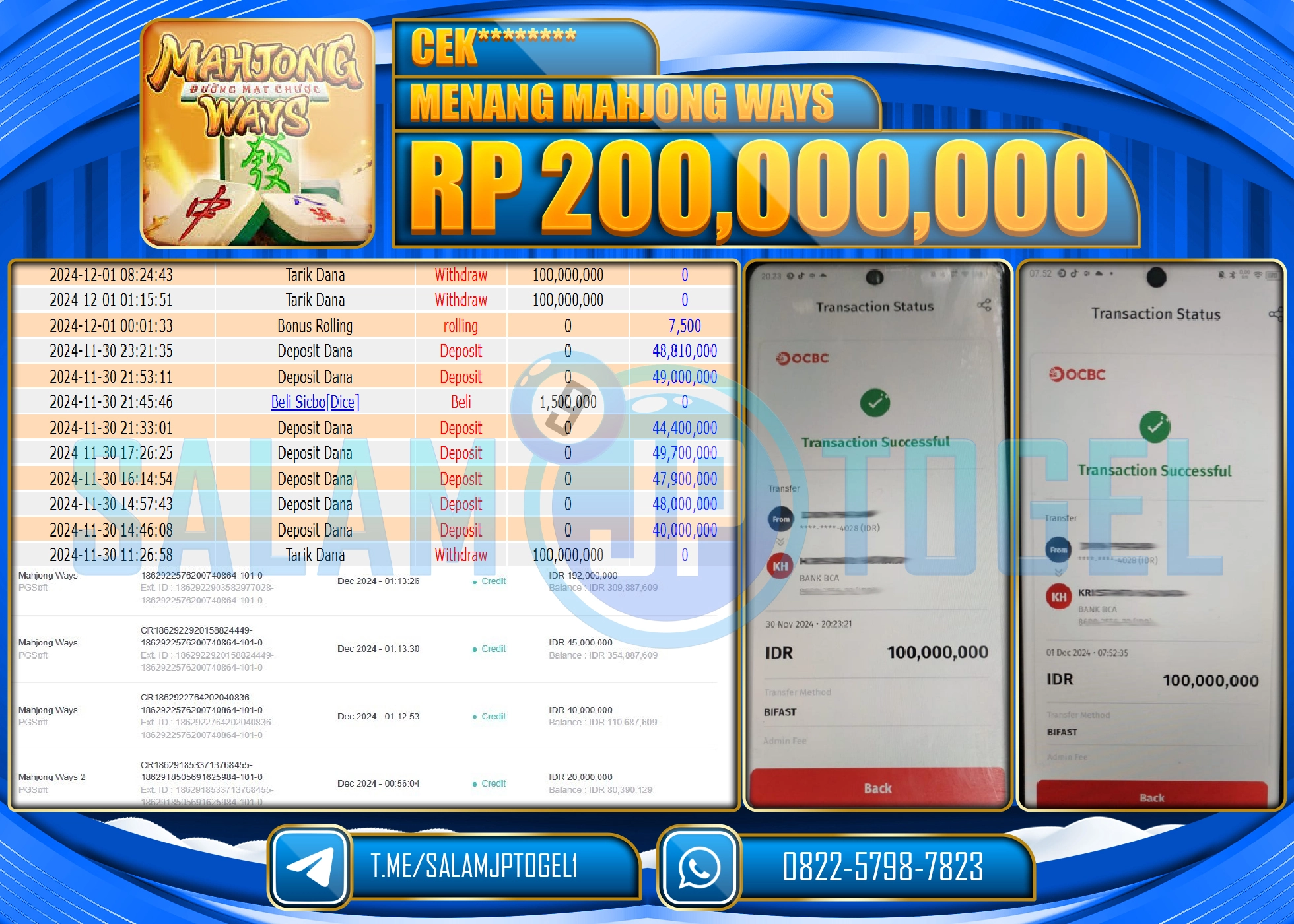 SALAMJPTOGEL MENANG SLOT MAHJONG WAYS 2 RP. 200,000,000 LUNAS