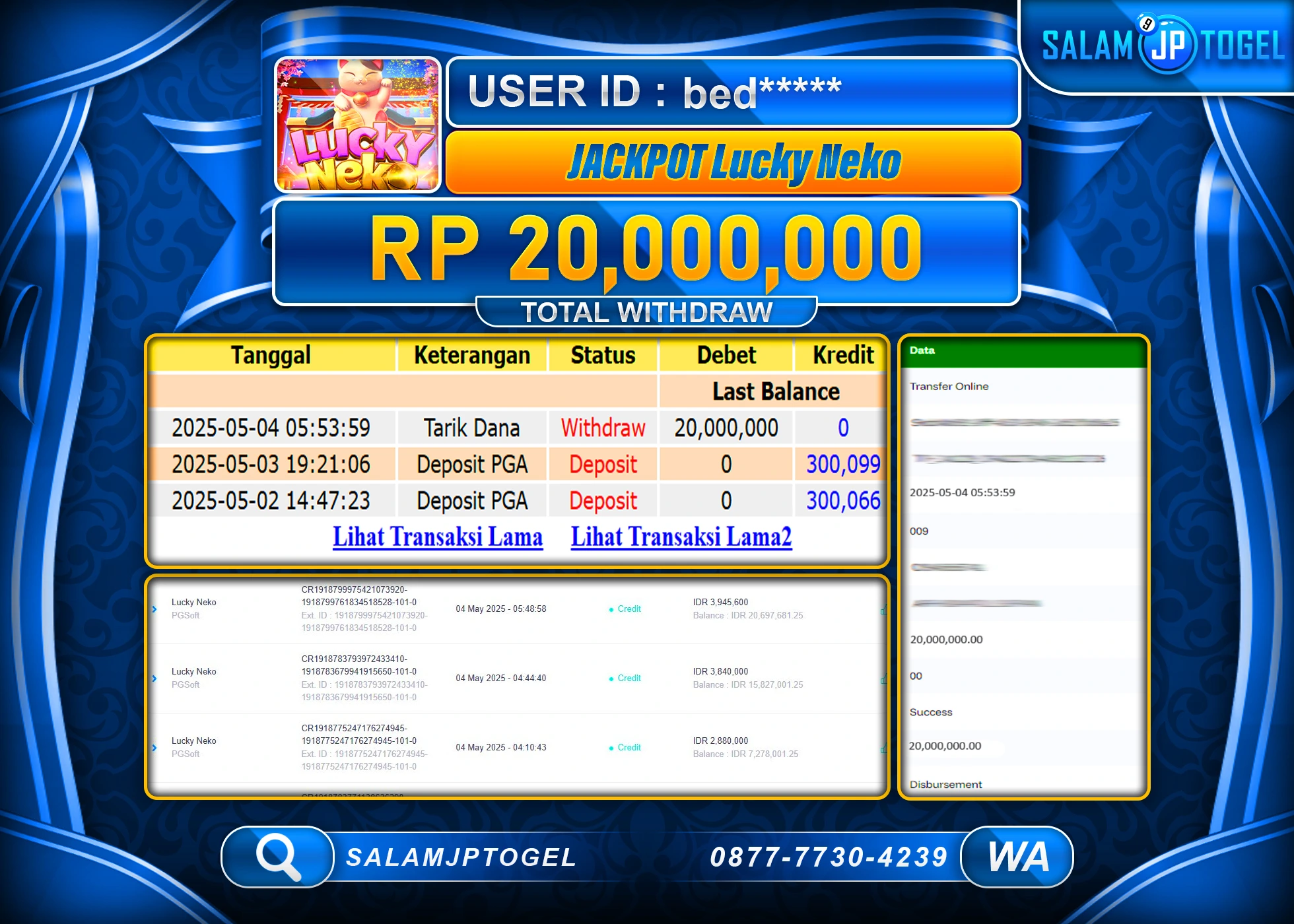 SALAMJPTOGEL MENANG LUCKY NEKO PGSoft Rp.20,000,000 LUNAS