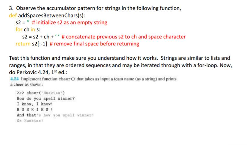 Observe the accumulator pattern for strings in the | Chegg.com