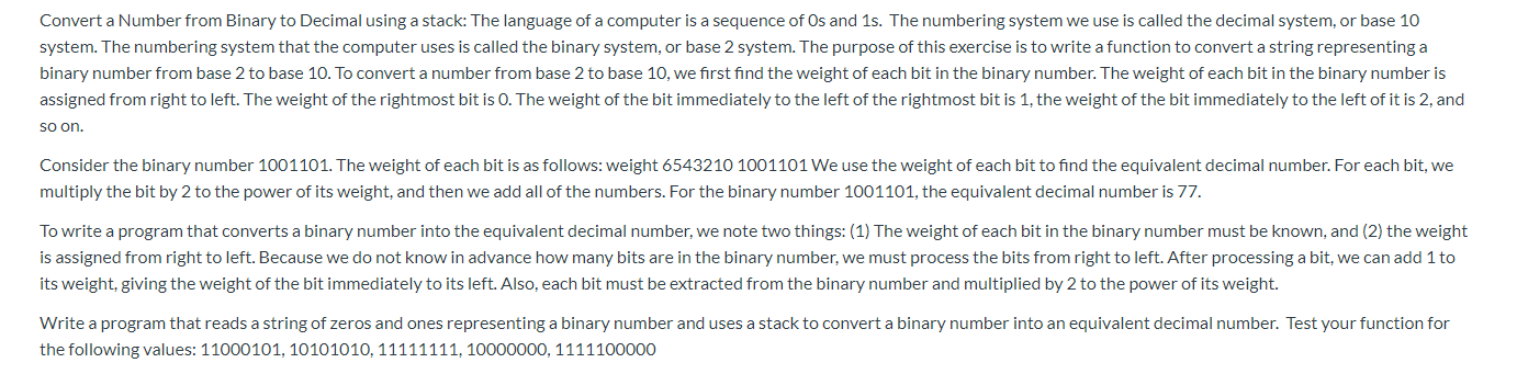 Solved Convert a Number from Binary to Decimal using a | Chegg.com
