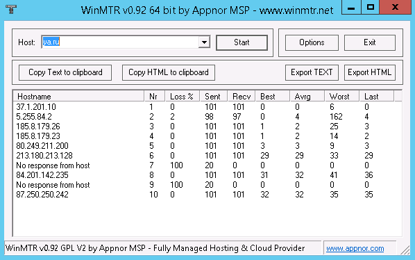 mtr results windows