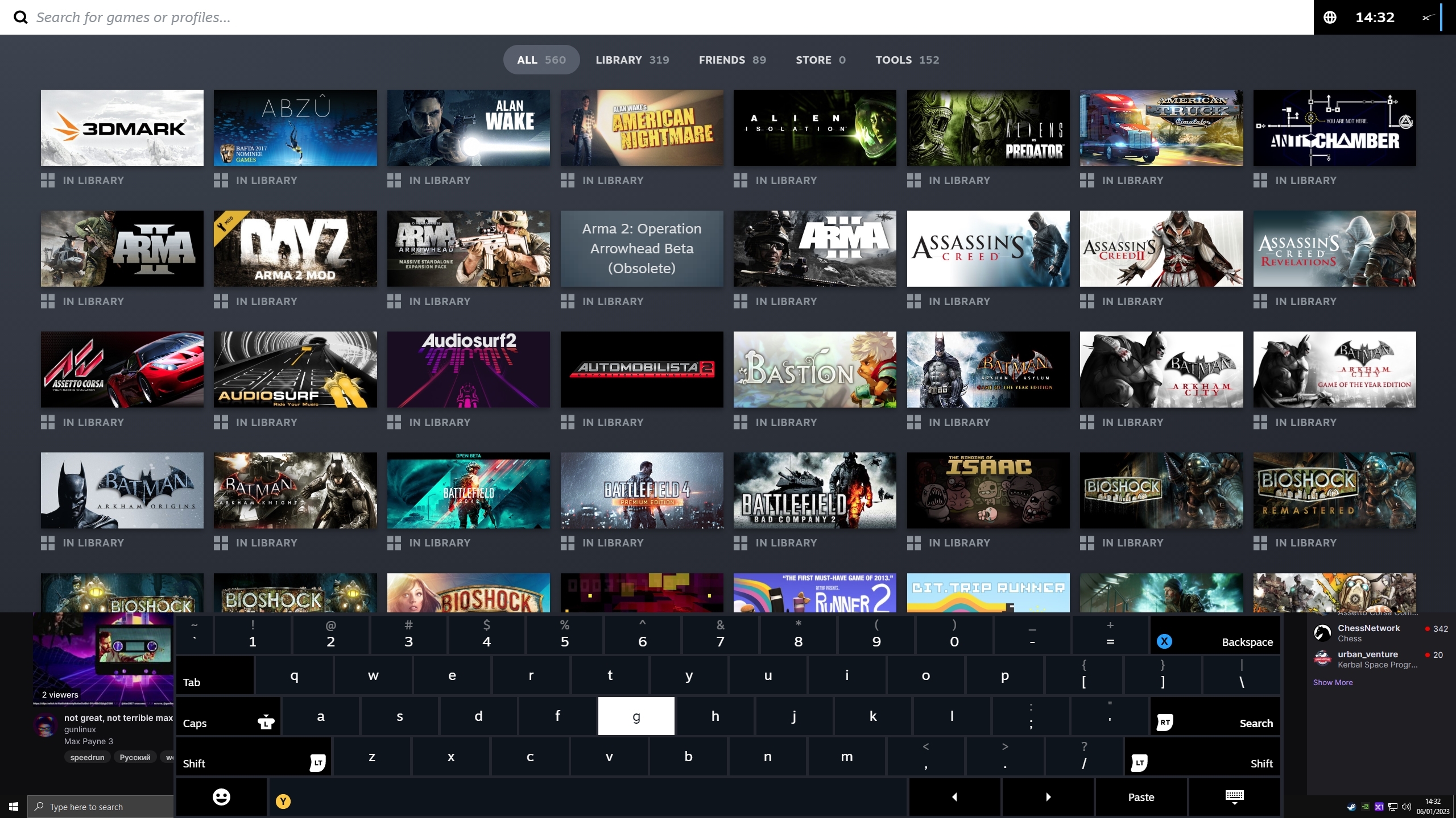 Keyboard and achievement showcase display errors. Steam Client Beta