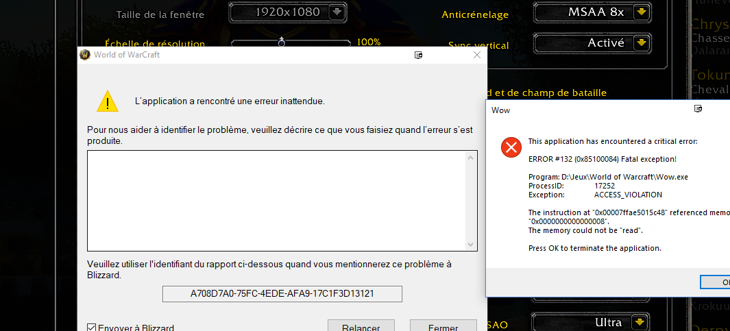 Diablo 3 l application a rencontré une erreur inattendue