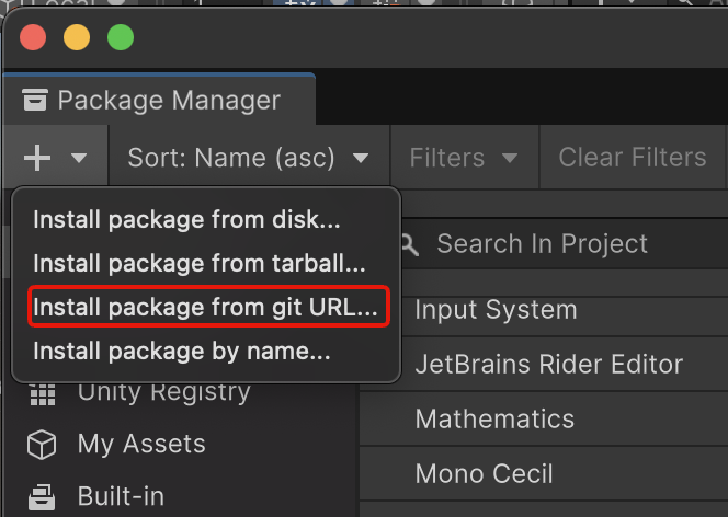 Install package from git URL