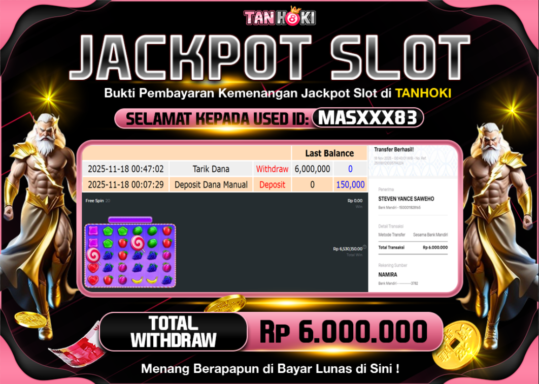 TANHOKI JACKPOT SLOT SWEET BONANZA 1000 Rp..6.000.000,- LUNAS