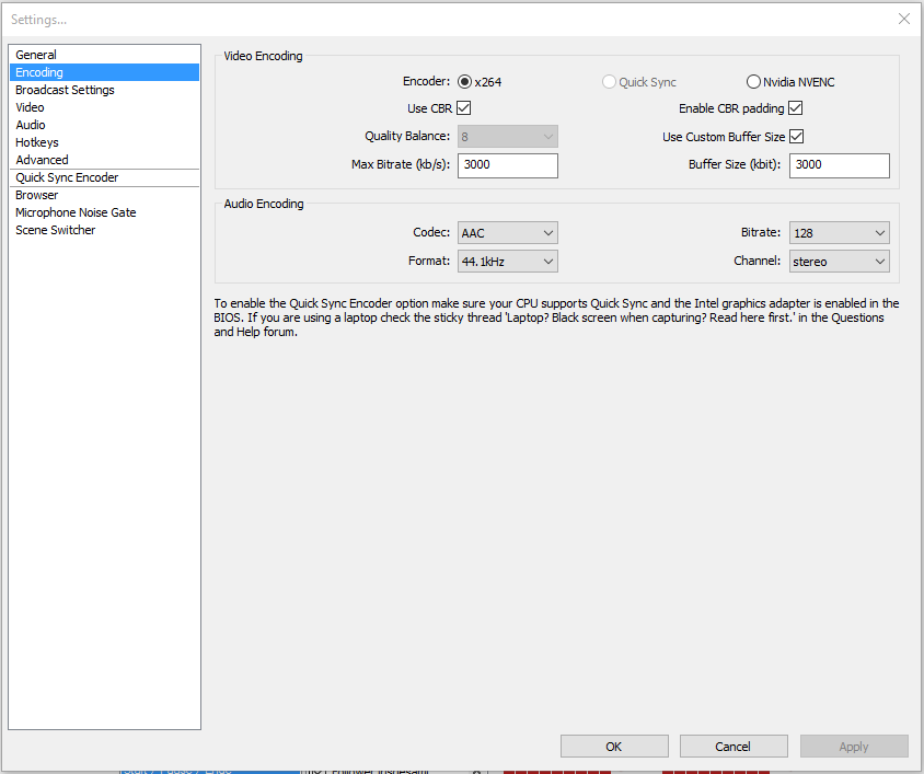 Obs setting