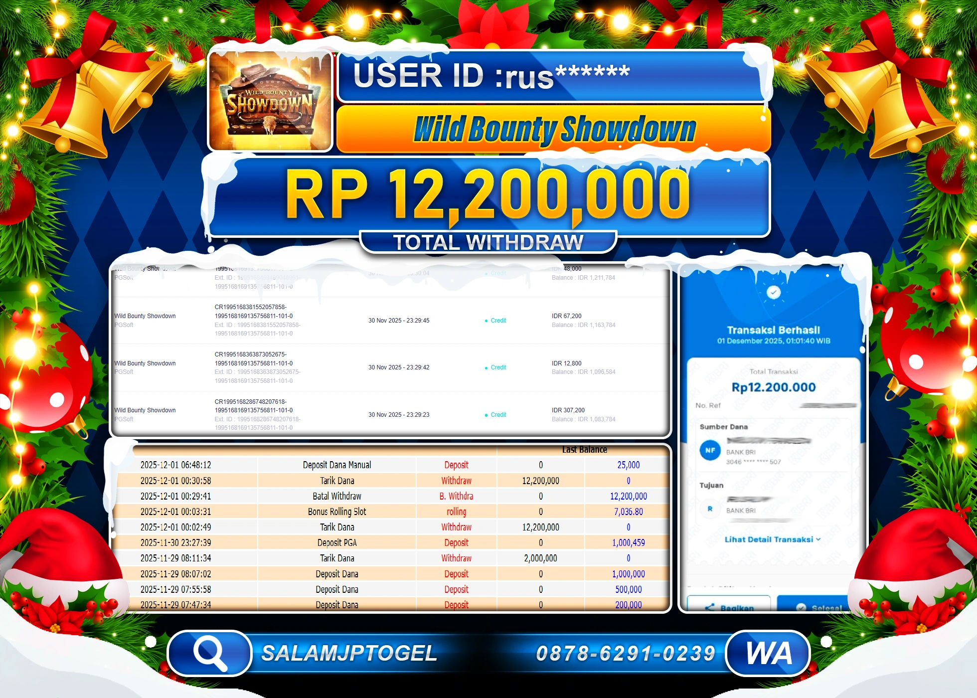 SALAMJPTOGEL JACKPOT WILD BOUNTY SHOWDOWN Rp.12,200,000  - LUNAS