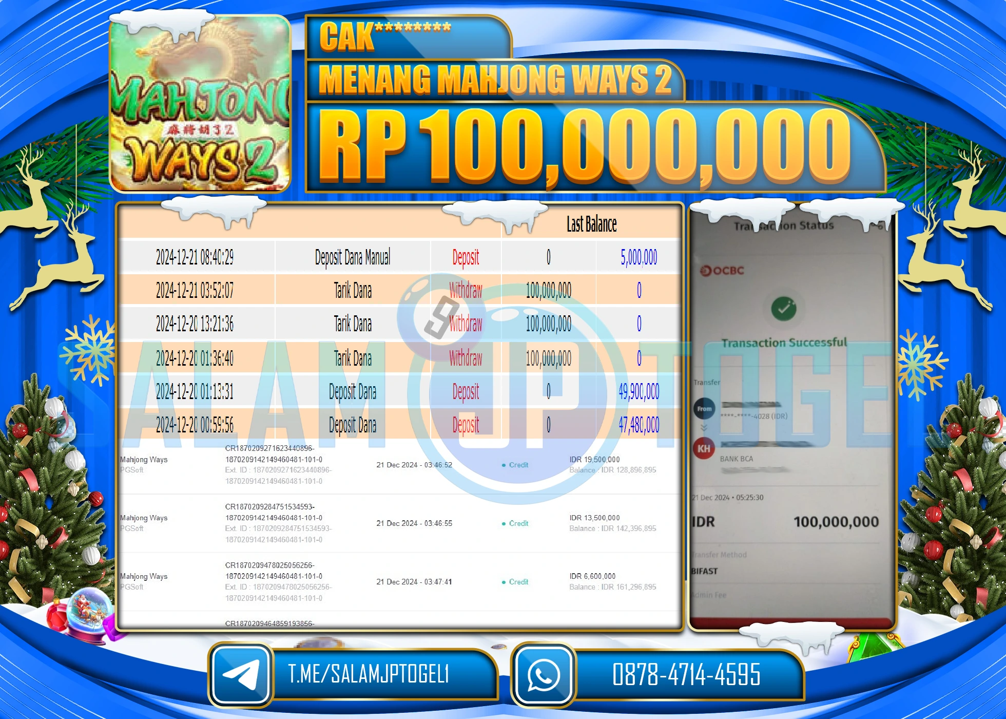 SALAMJPTOGEL MENANG SLOT MAHJONG WAYS 2 Rp.100,000,000 LUNAS