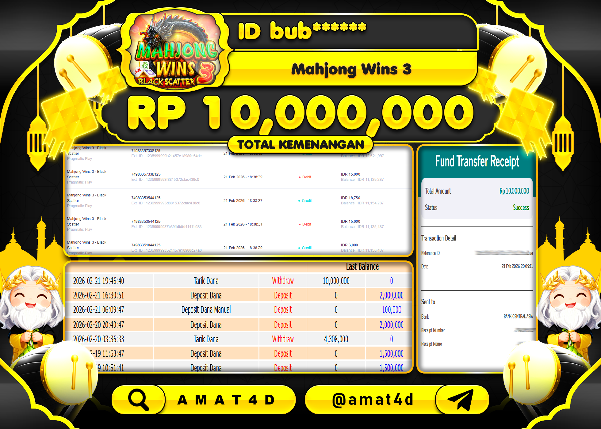 AMAT4D KEMENANGAN DI SLOT MAHJONG WINS 3 Rp.10,000,000 BERHASIL TERBAYAR LUNAS