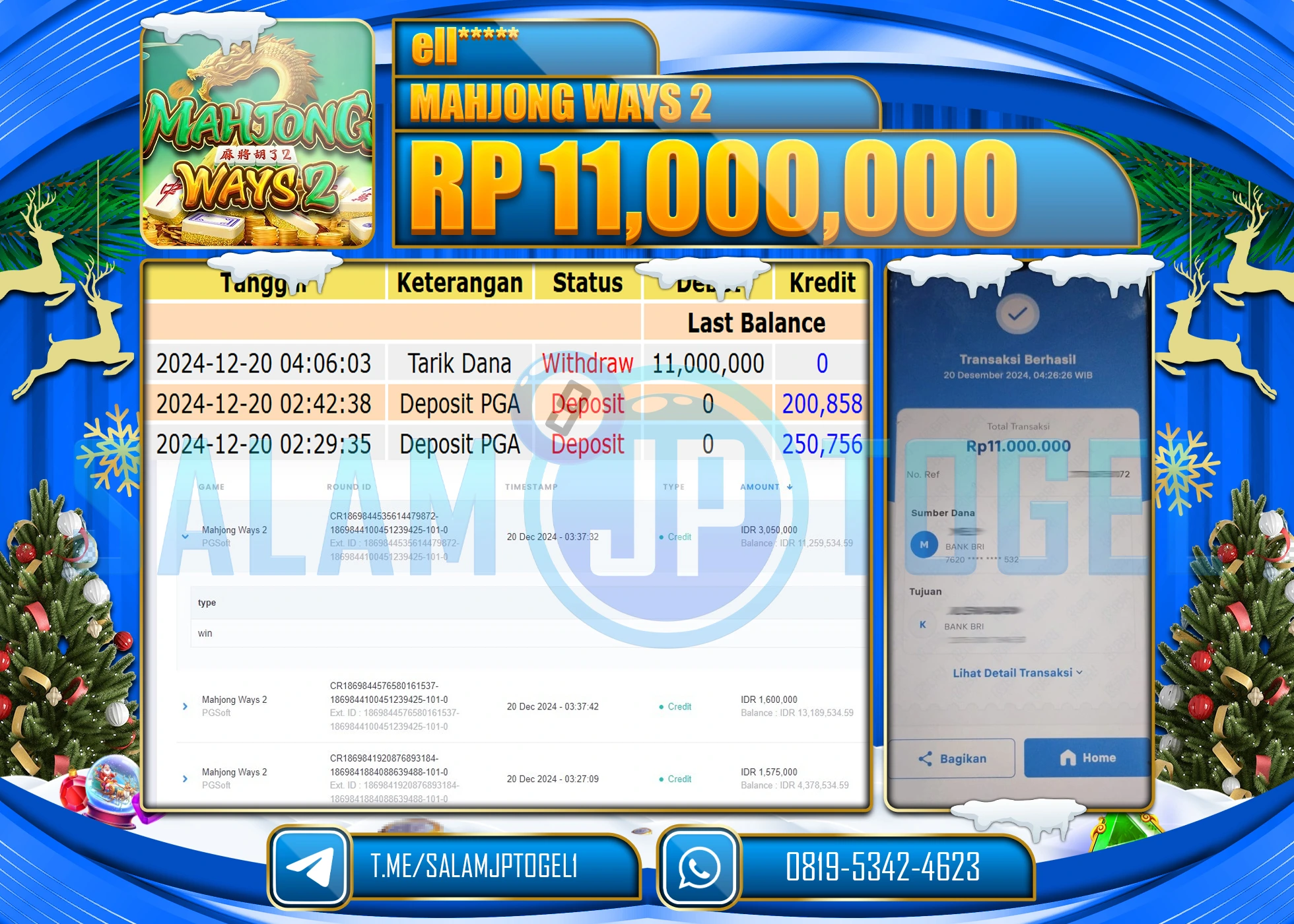 SALAMJPTOGEL MENANG SLOT MAHJONG WAYS 2 Rp.11,000,000 LUNAS