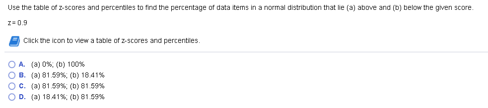 Solved: Use The Table Of Z-scores And Percentiles To Find | Chegg.com