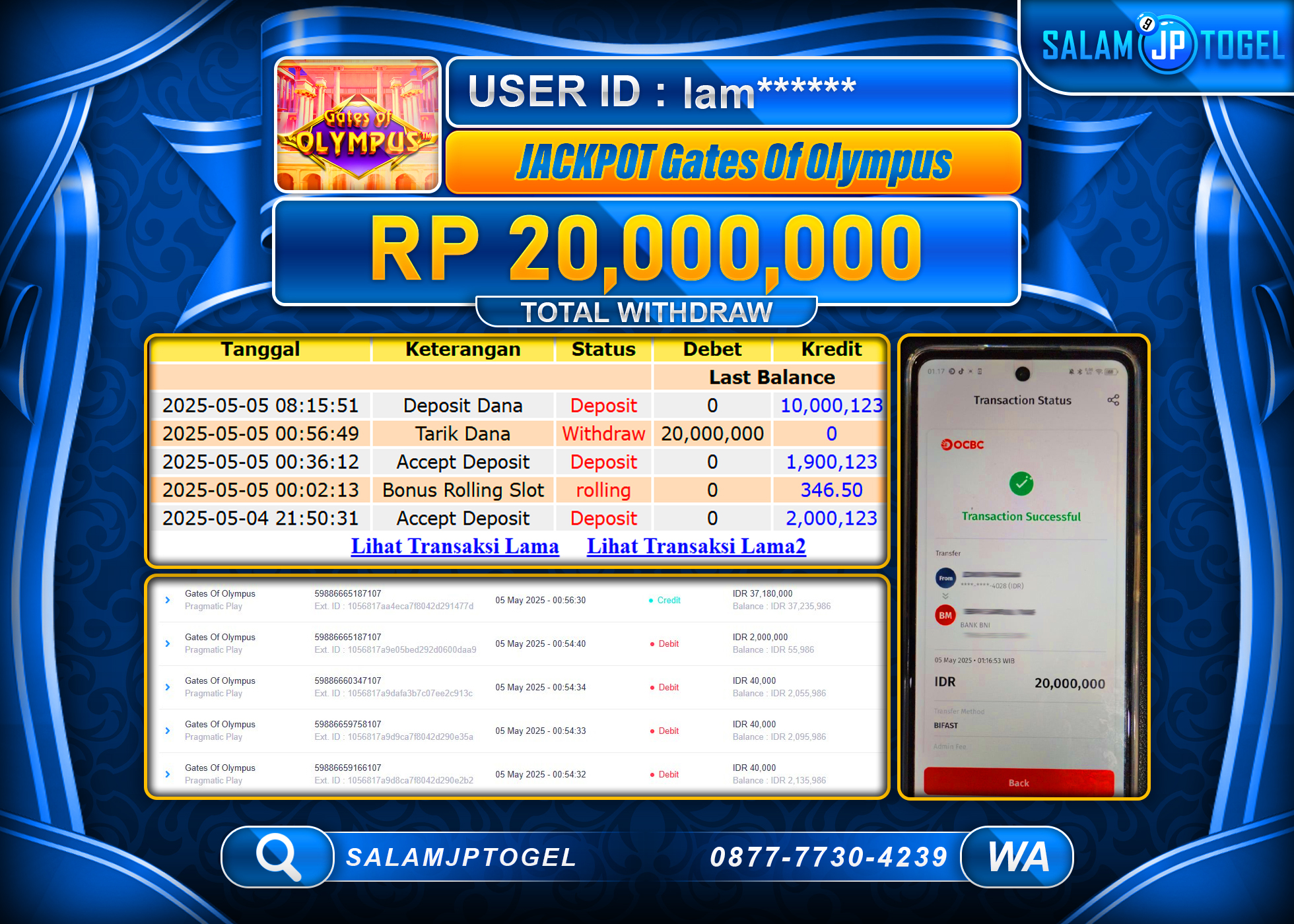 SALAMJPTOGEL MENANG GATES OF OLYMPUS Rp.20,000,000 LUNAS