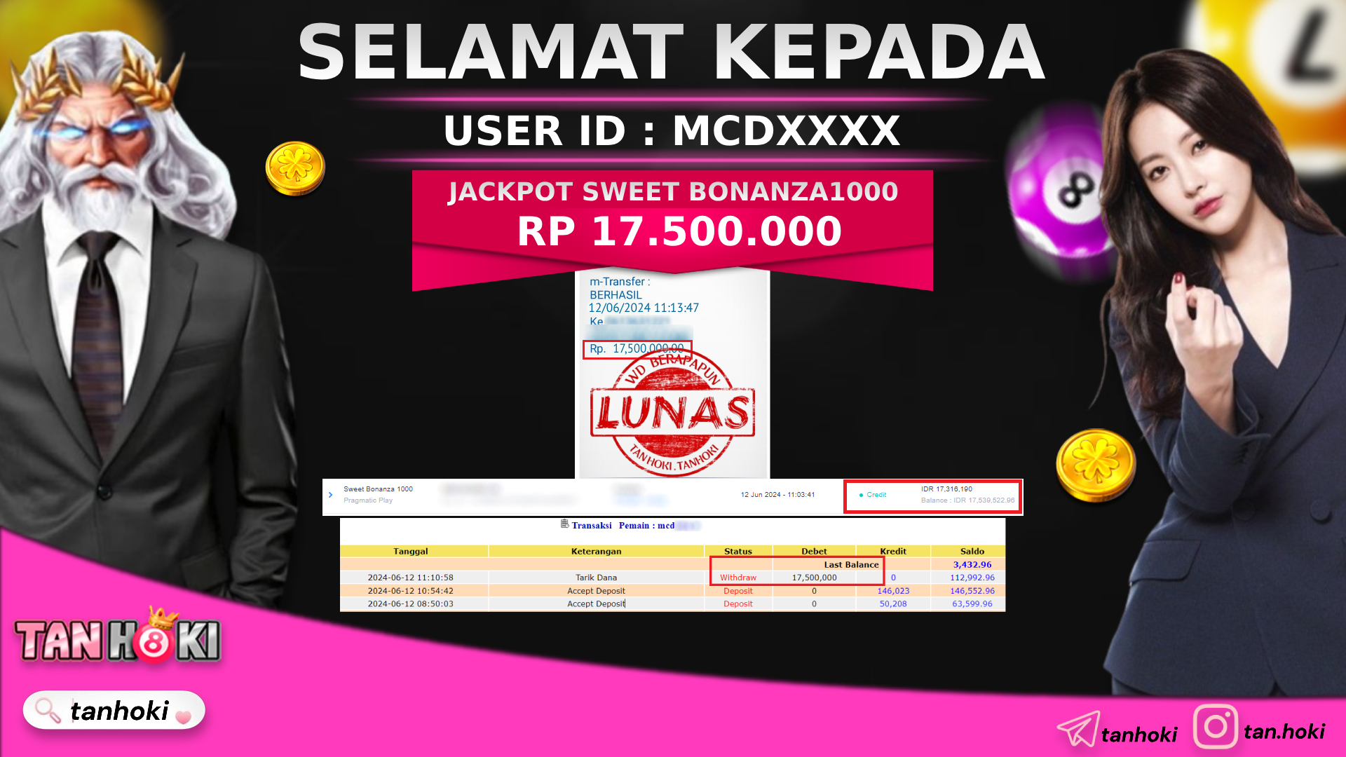 TANHOKI JACKPOT SLOT  SWEET BONANZA1000 Rp.17.500.000,- LUNAS