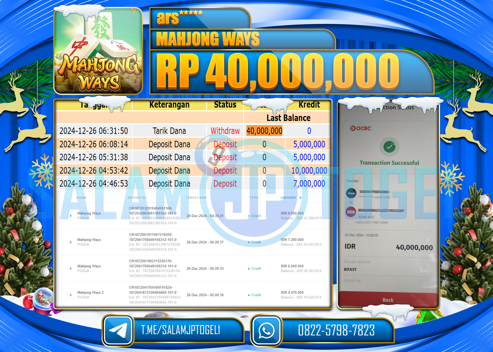 SALAMJPTOGEL MENANG SLOT MAHJHONG WAYS 2 Rp.40,000,000 LUNAS