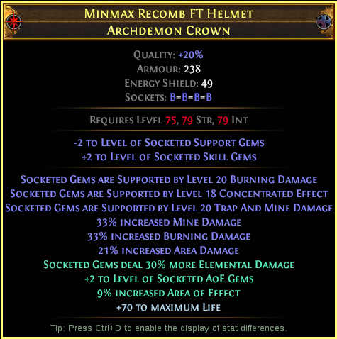 Example crafted Minmax Recomb FT Helmet