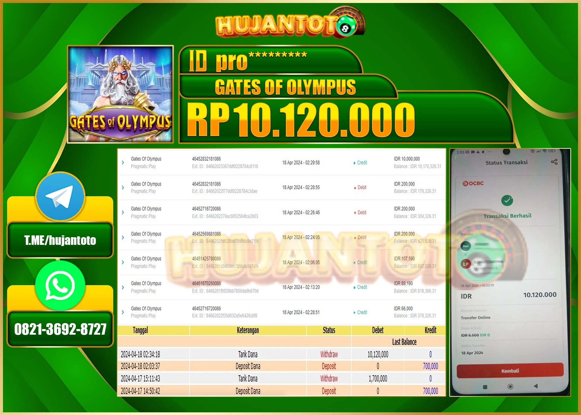 BUKTI JACKPOT BERHASIL TERBAYAR LUNAS