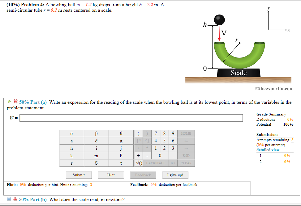 Solved (1090) Problem 4 A Bowling Ball M1.2 Kg Drops Fr...