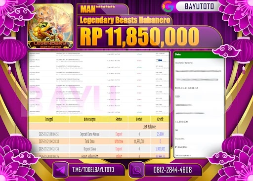 BAYUTOTO JACKPOT DI SLOT LEGENDARYBEASTHABANERO Rp.11,850,000 LUNAS