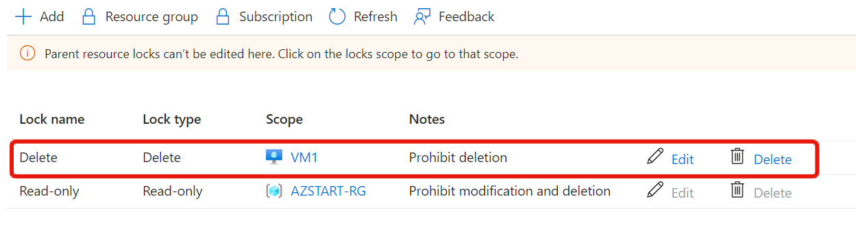 Delete rock for vm