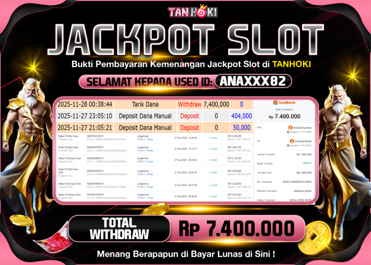 TANHOKI JACKPOT SLOT GATES OF GATOT KACA Rp..7.400.000,- LUNAS