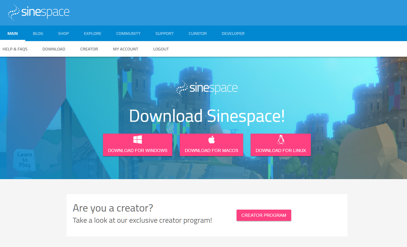 Download the Sinespace Client Viewer