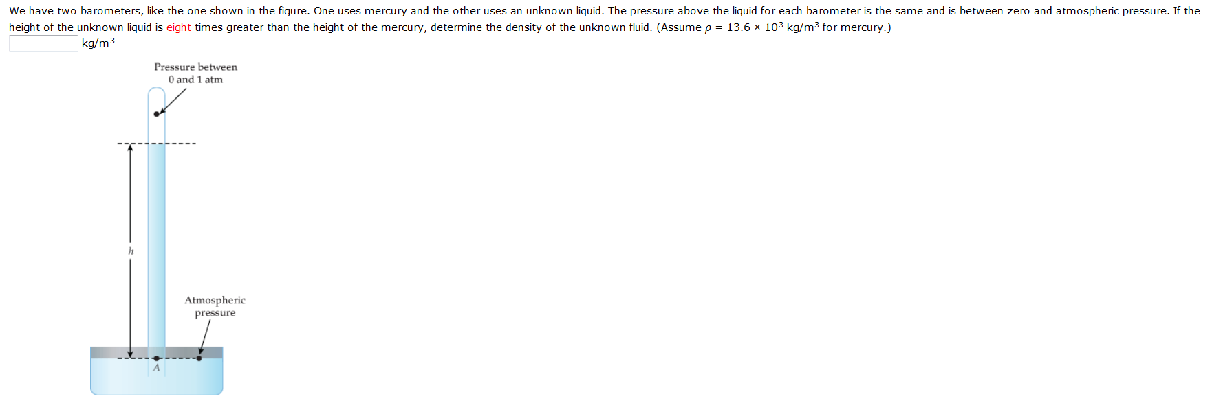 Solved We have two barometers, like the one shown in the