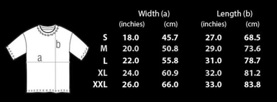 adult t shirt sizes