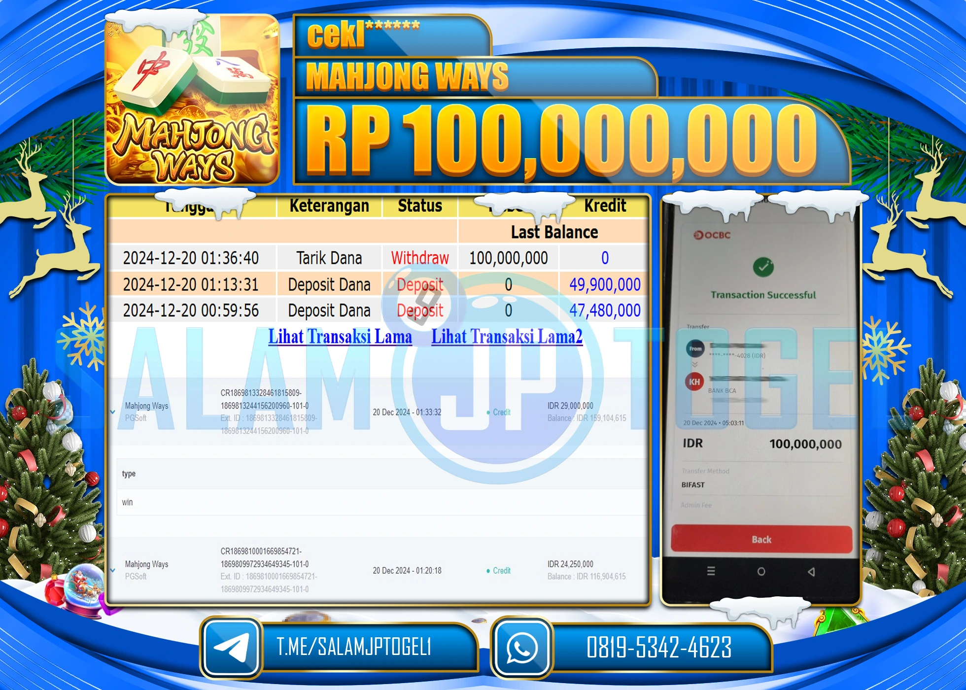 SALAMJPTOGEL MENANG SLOT MAHJONG WAYS Rp.100,000,000 LUNAS