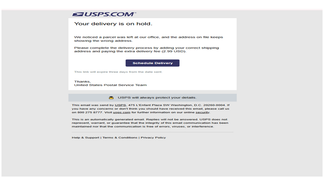 USPS.COM Your delivery is on hold Letter Inbox To All 2025