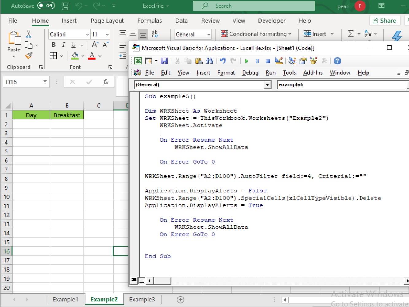 excel vba range with variable name