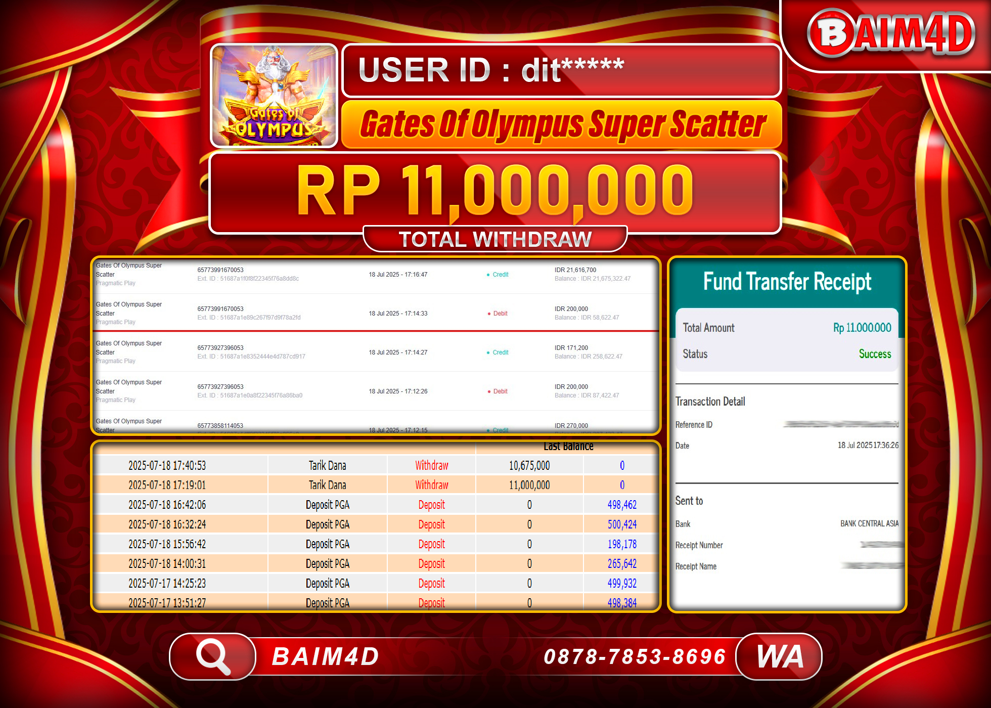 BAIM4D JACKPOT  Gates Of Olympus Supper Scatter Rp. 11,000,000.- LUNAS