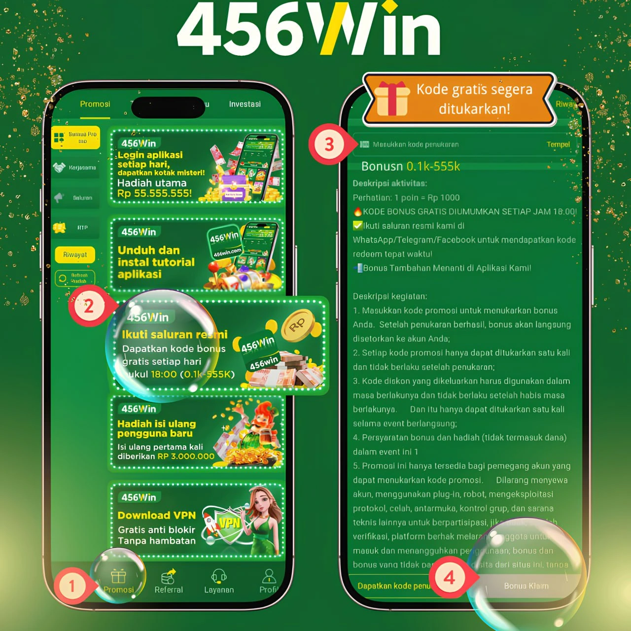 Promosi aplikasi 456Win bonus gratis harian hingga Rp 555.000 - WooCommerce eCommerce