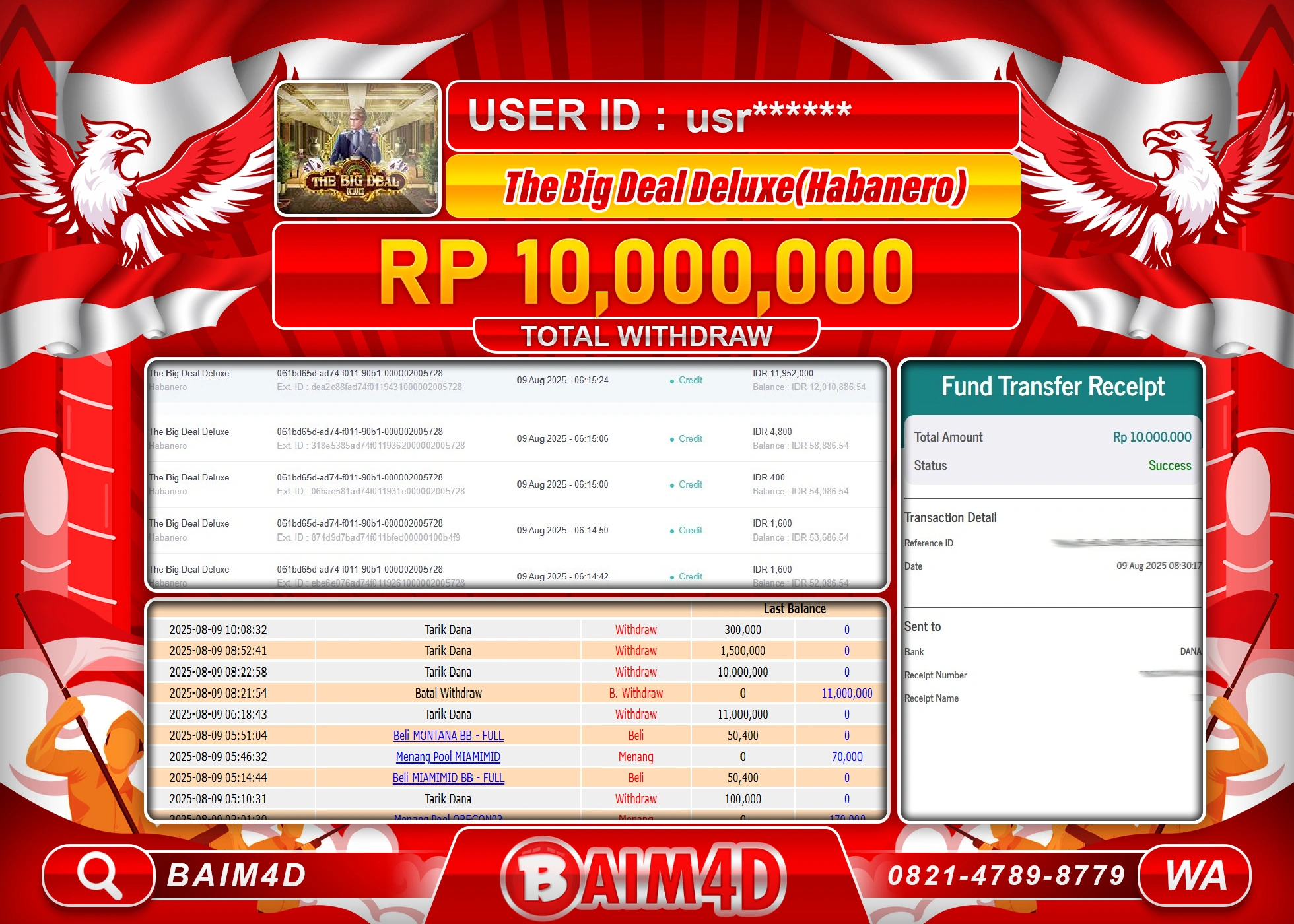 BAIM4D JACKPOT SLOT THE BIG DEAL DELUXE Rp.10,000,000.- LUNAS