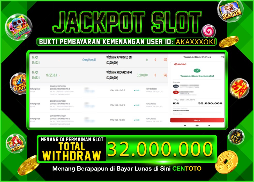 BUKTI JACKPOT LUNAS CENTOTO  RP.32.000.000,-LUNAS