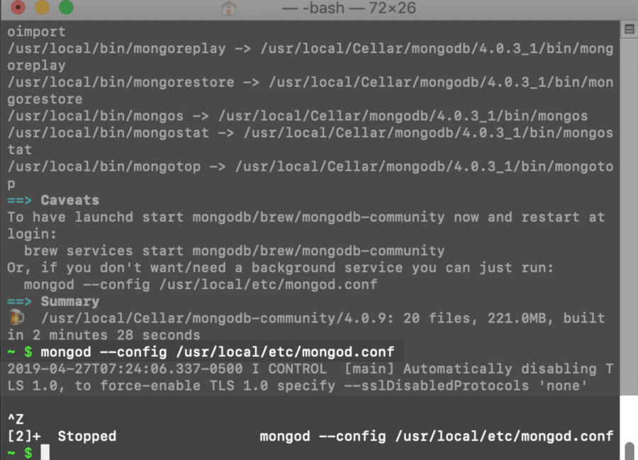 download mongodb homebrew versus tarball