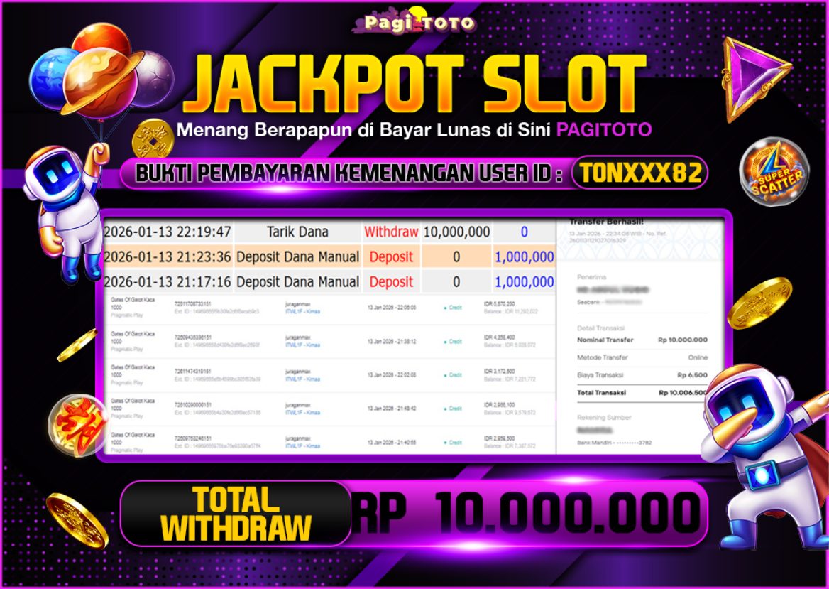 HAPPY JACKPOT MEMBER PAGITOTO SLOT GATES OF GATOT KACA 1000 Rp  10.000.000-, - LUNAS