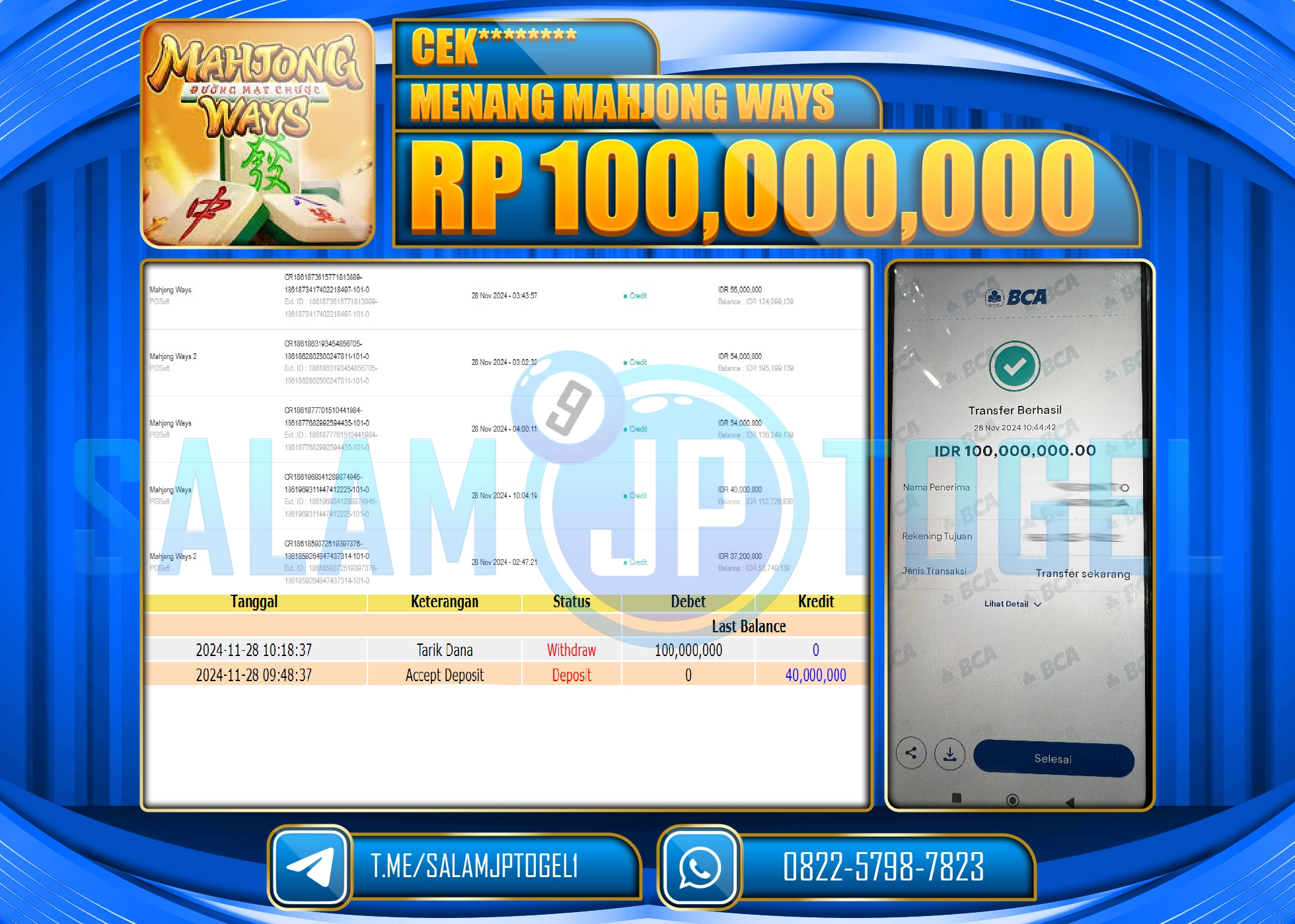 SALAMJPTOGEL MENANG SLOT MAHJONG WAYS 2 RP. 100,000,000 LUNAS