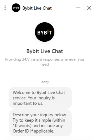 Bybit live chat.