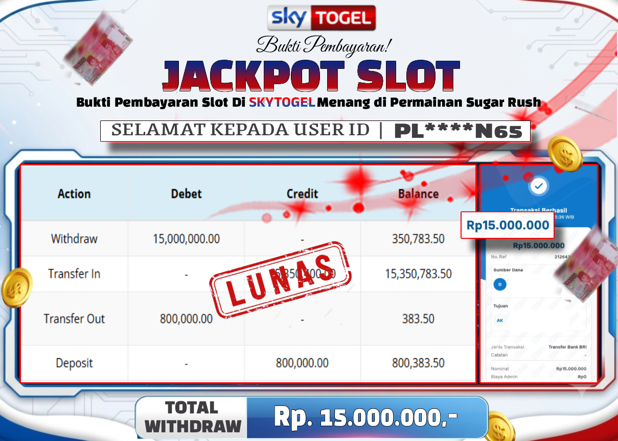 🏆 BUKTI KEMENANGAN SUGAR RUSH MEMBER SKYTOGEL🏆