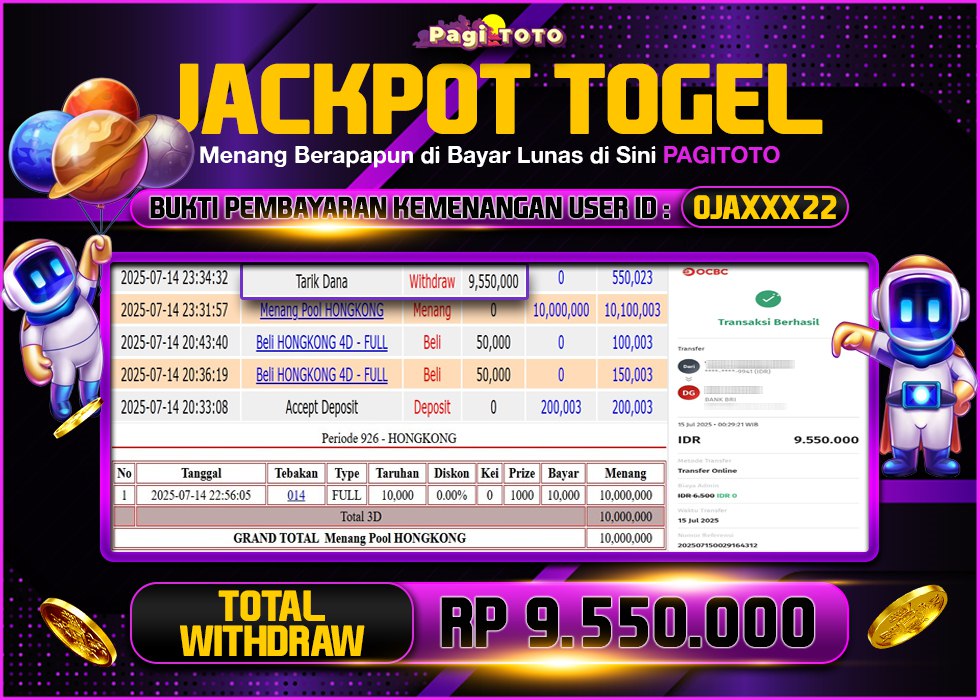 HAPPY JACKPOT MEMBER PAGITOTO TOGEL HONGKONG LOTTO Rp 9.550.000-, - LUNAS