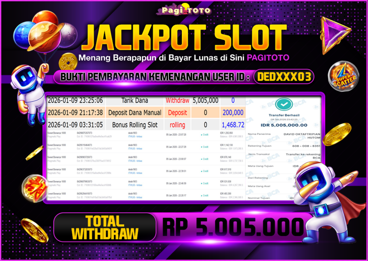 HAPPY JACKPOT MEMBER PAGITOTO SLOT SWEET BONANZA 1000 Rp  5.005.000-, - LUNAS