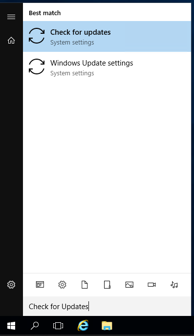 Check for Updates in Start Menu