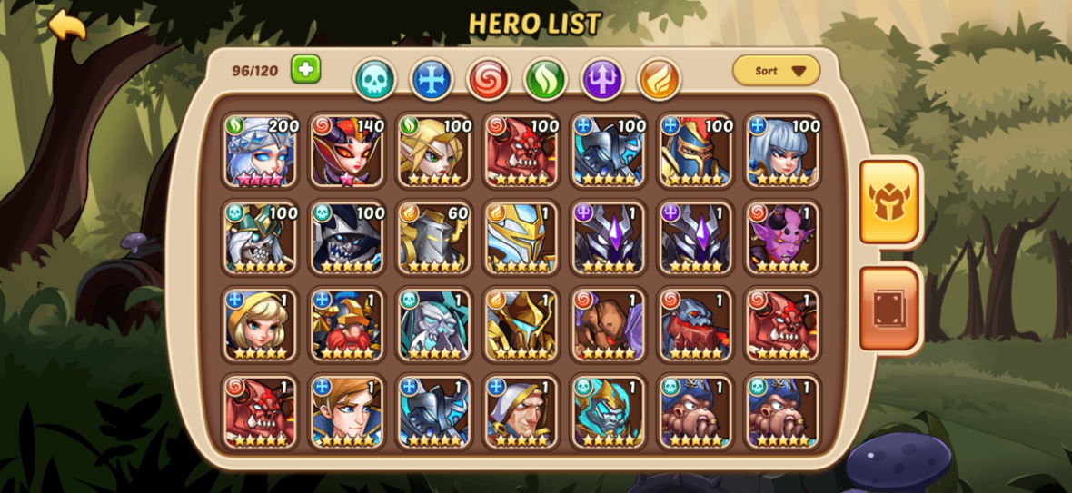 Idle list. ЭОС Idle Heroes. Idle Heroes охотник на демонов. Idle Heroes PVP команда. Idle Heroes лес.