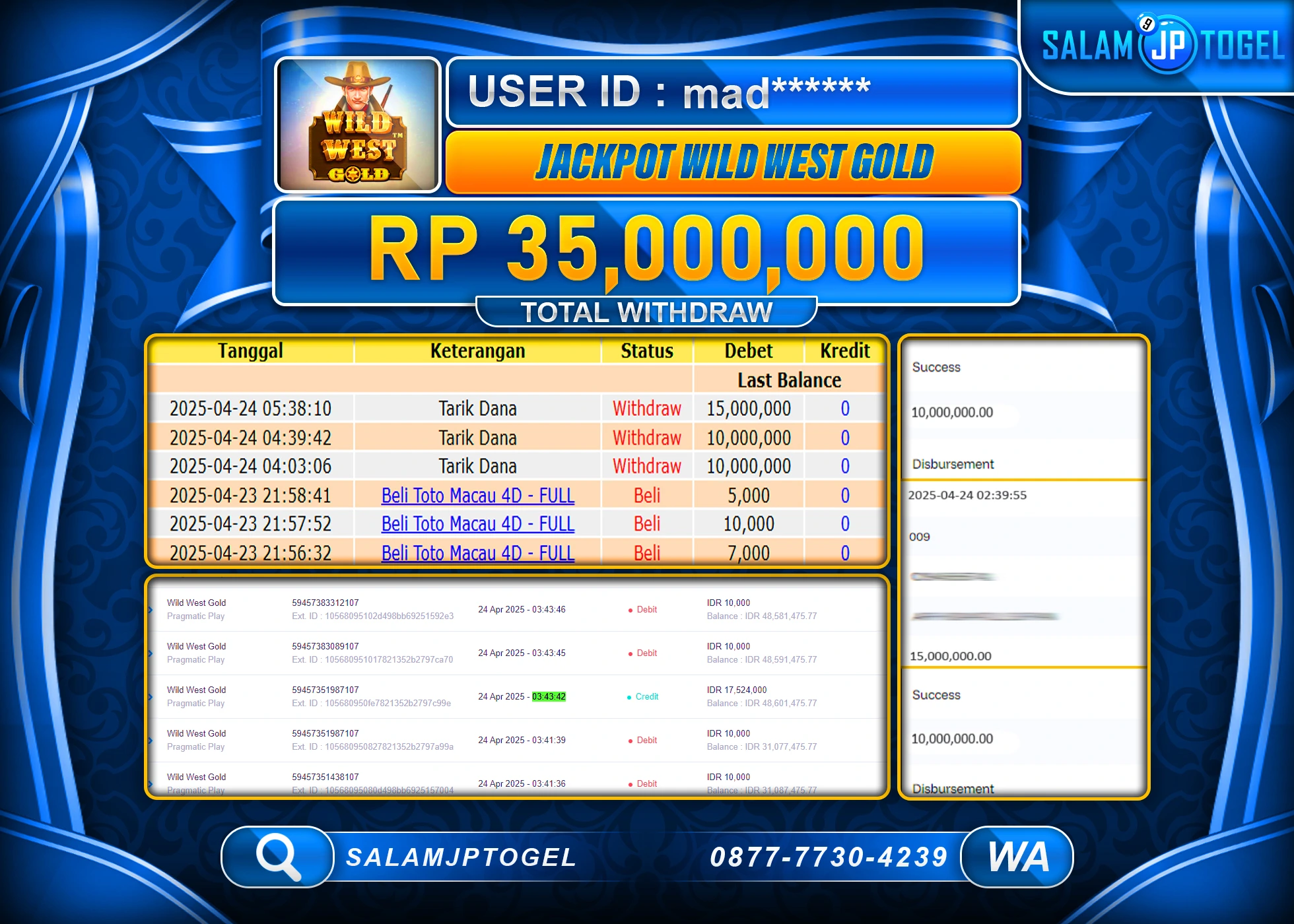 SALAMJPTOGEL MENANG SWEET BONANZA 1000 Rp.35,000,000 LUNAS