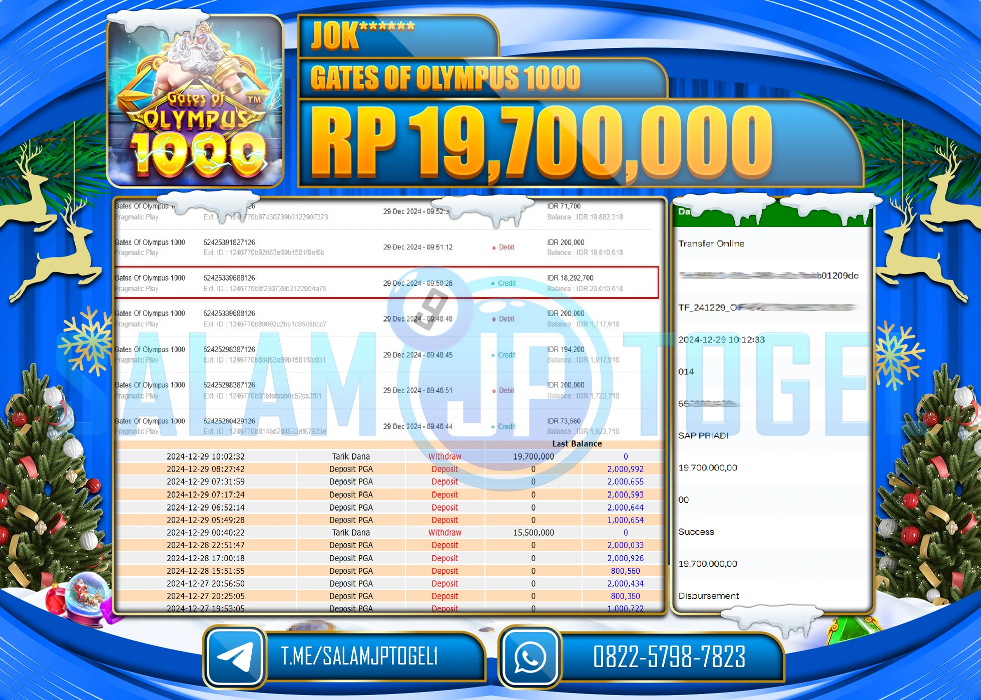 SALAMJPTOGEL MENANG GATES OF OLYMPUS 1000 Rp.19,700,000 LUNAS