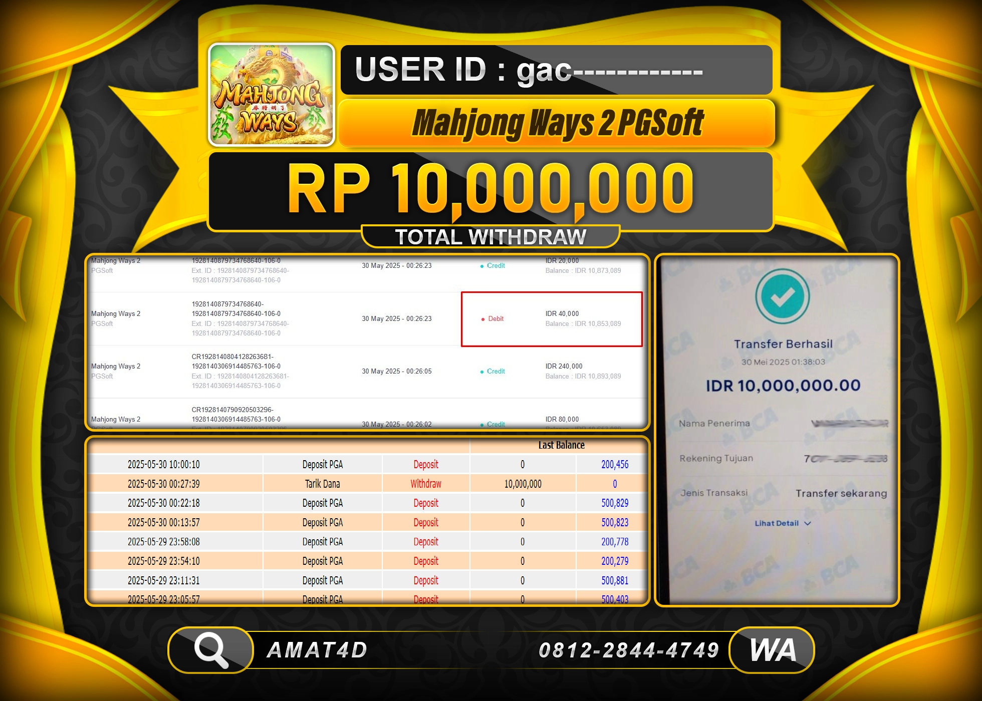 AMAT4D KEMENANGAN PG MAHJONG WAYS 2 Rp.10.000.000 BERHASIL TERBAYAR LUNAS