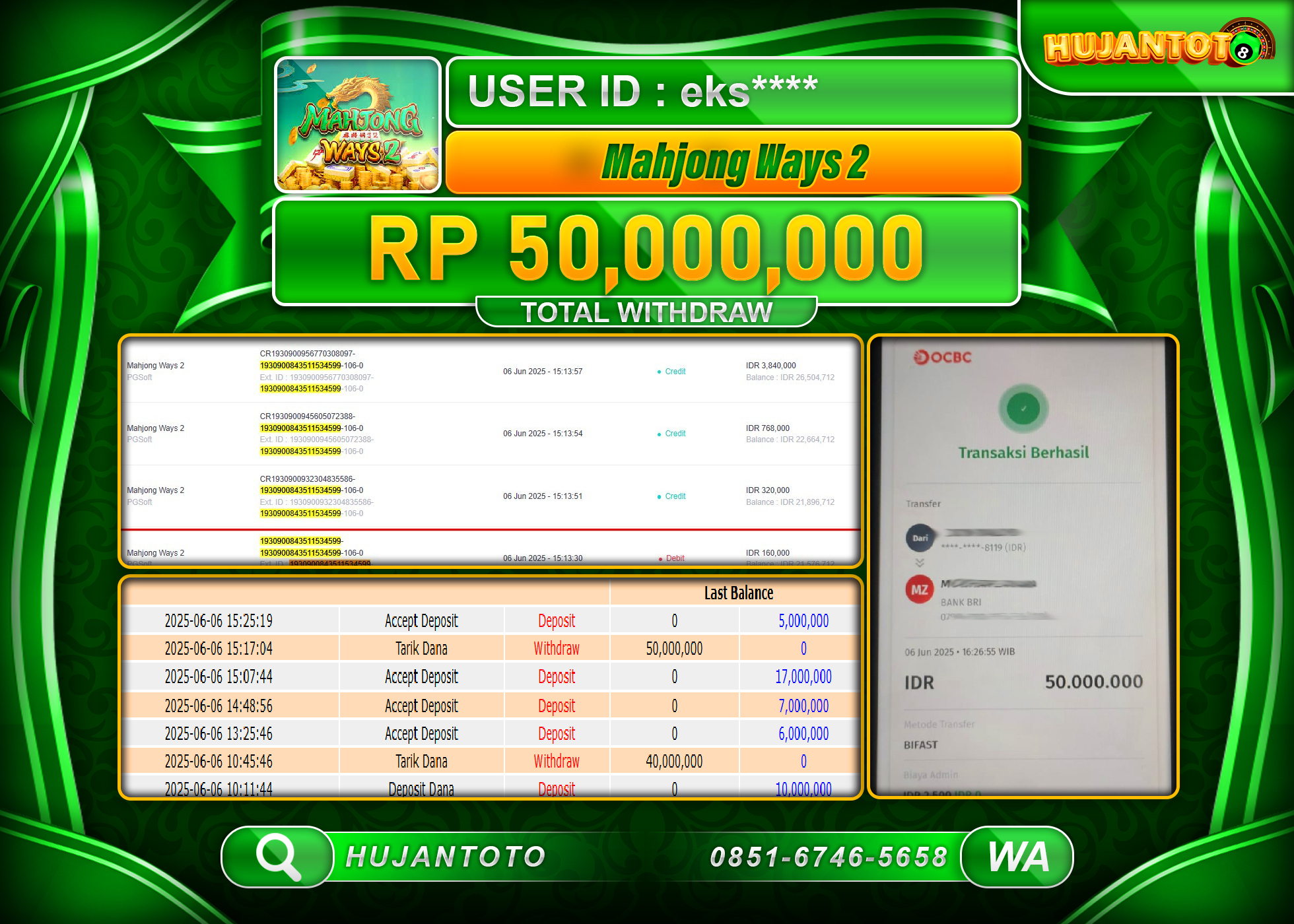 HUJANTOTO - BUKTI JACKPOT MENANG SLOT MAHYONG WAYS 2 Rp,44,000,000 - TERBAYAR LUNAS